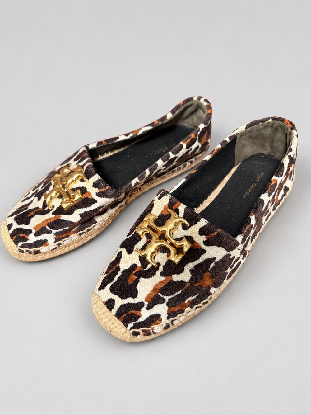Tory Burch Leopard Print Espadrille Loafers with Gold Logo
